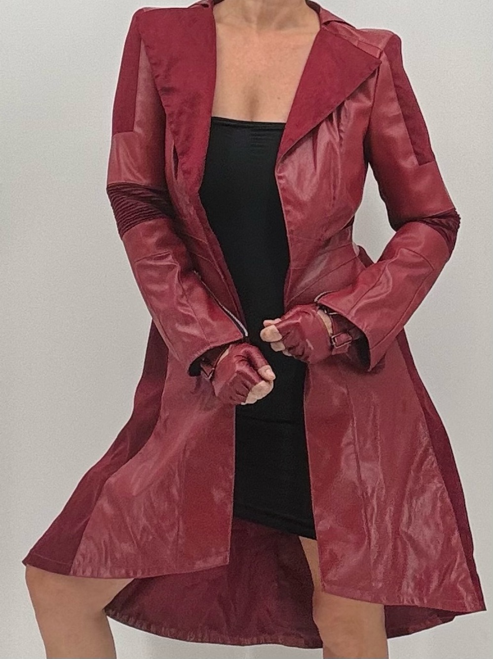 Cosplay.fm Halloween Heroine Anime Goth Cyberpunk Marvel Red Gloves Coat